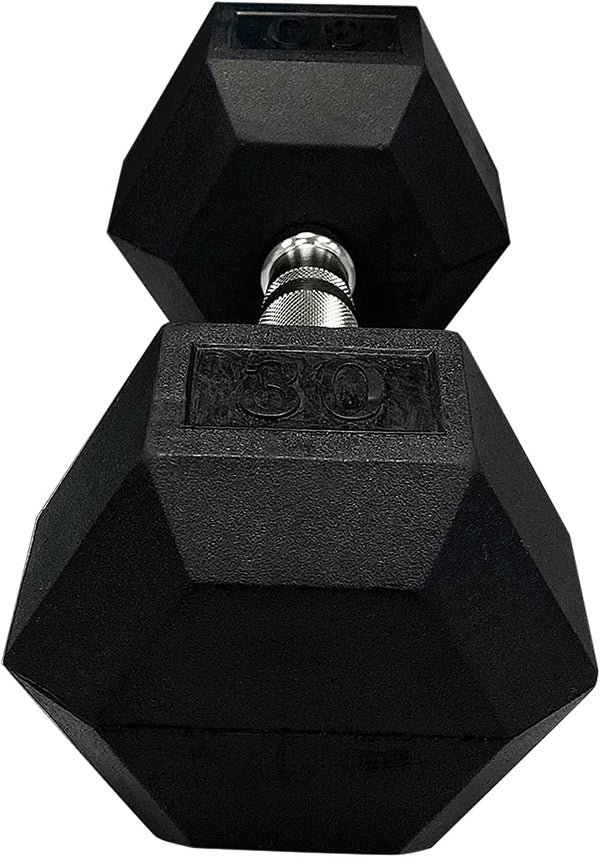 Set of Rubber Hex Dumbbell Workout Weights with Metal Handles, Pair of 2 Heavy Dumbbells Weight (35-LB Pair), Black
