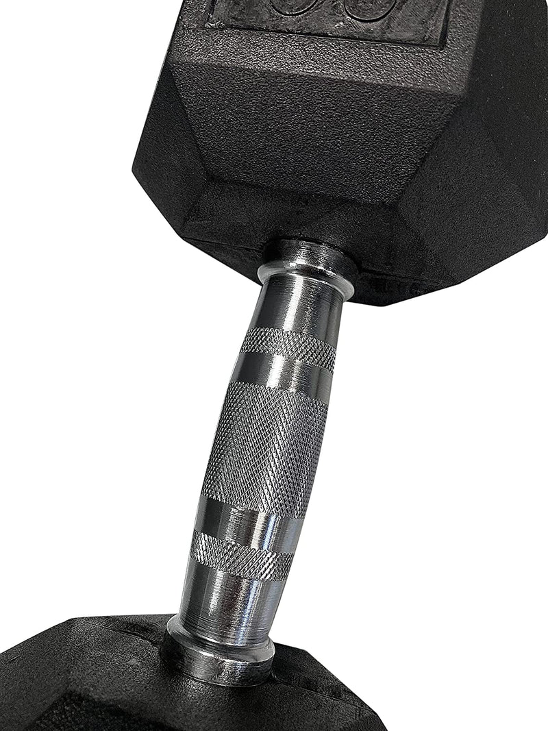Set of Rubber Hex Dumbbell Workout Weights with Metal Handles, Pair of 2 Heavy Dumbbells Weight (35-LB Pair), Black